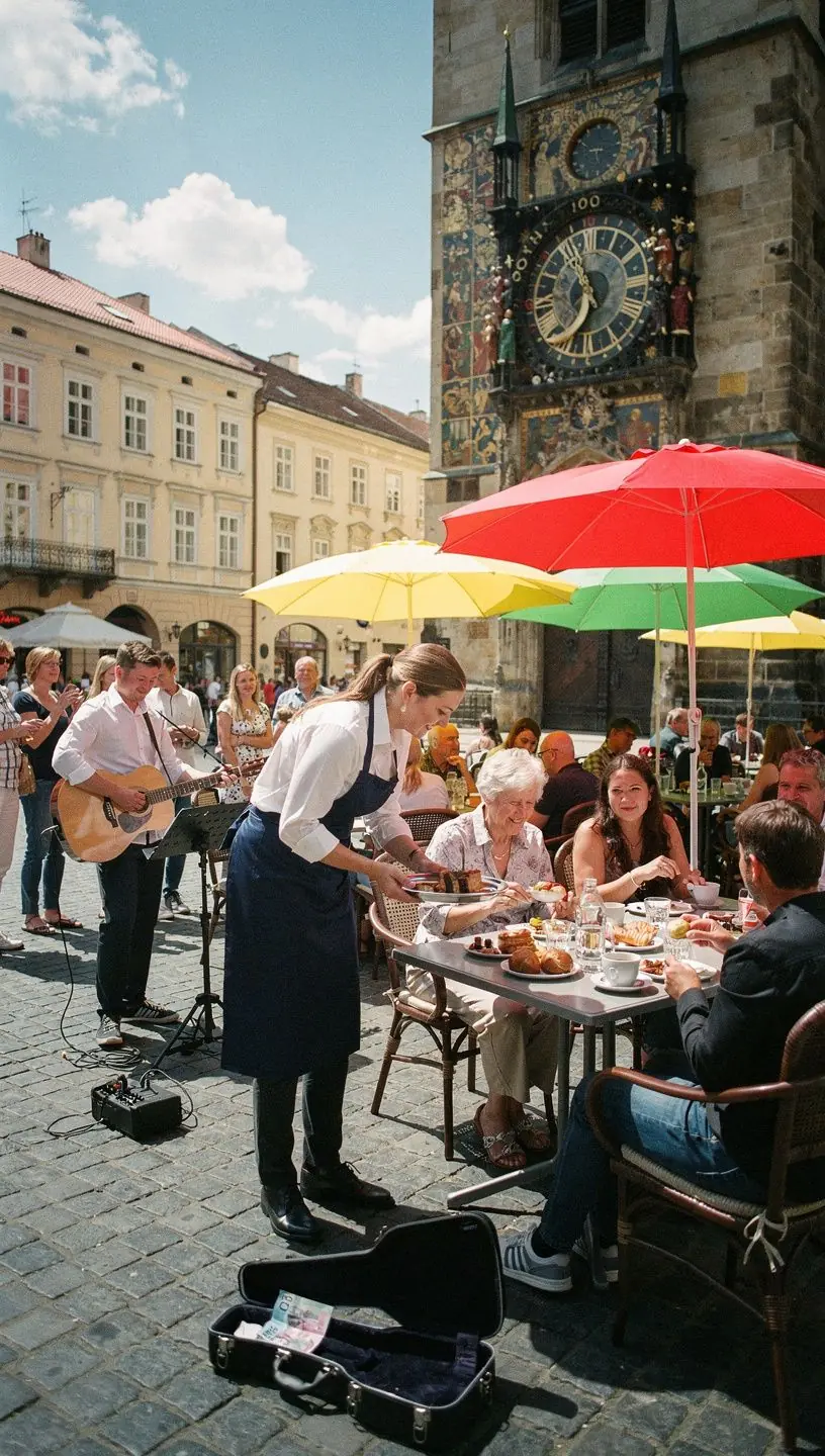 Pohled na malebné náměstí v Kutné Hoře s historickými budovami.
